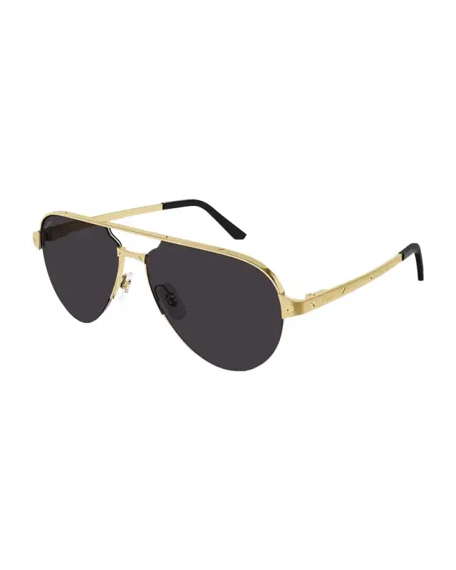 Men 's Half-Rim Metal Aviator Sunglasses with Logo