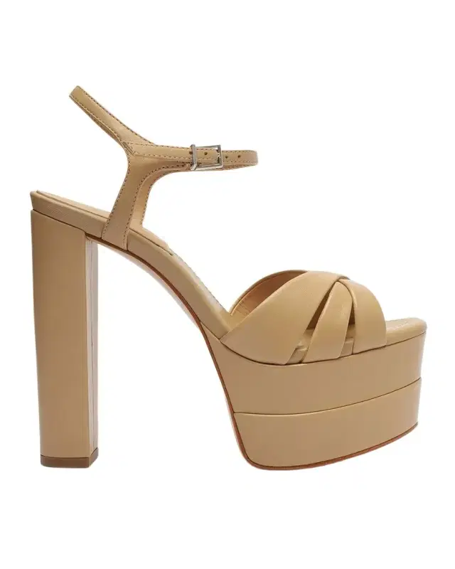 Schutz Keefa Leather Ankle-Strap Platform Sandals