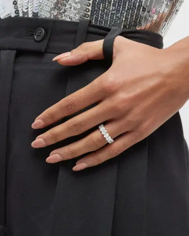 Neiman Marcus Lab Grown Diamonds Lab Grown Diamond 18K White Gold Oval Eternity Ring, Size 6, 5.0tcw | Thumbnail 2 Neiman Marcus Lab Grown Diamonds Lab Grown Diamond 18K White Gold Oval Eternity Ring, Size 6, 5.0tcw | Thumbnail 2