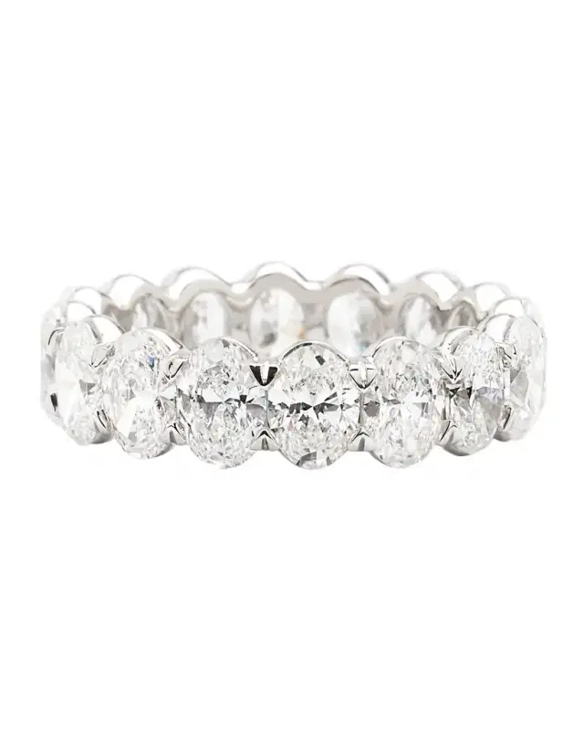 Lab Grown Diamond 18K White Gold Oval Eternity Ring, Size 6, 5.0tcw