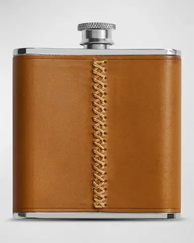 Shinola Unisex Leather-Wrapped Flask, 6oz | Thumbnail 2 Shinola Unisex Leather-Wrapped Flask, 6oz | Thumbnail 2