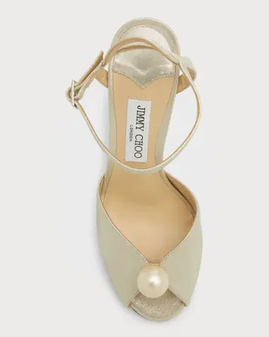 Jimmy Choo Sacaria Metallic Pearly-Stud Peep Pumps | Thumbnail 6