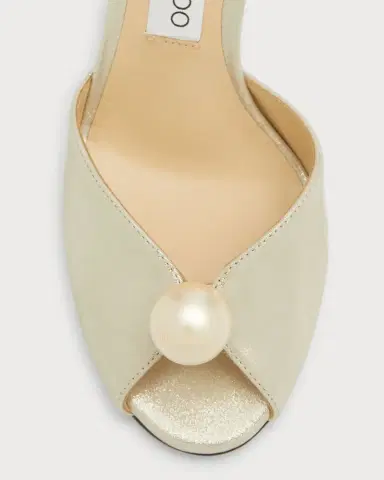 Jimmy Choo Sacaria Metallic Pearly-Stud Peep Pumps | Thumbnail 7