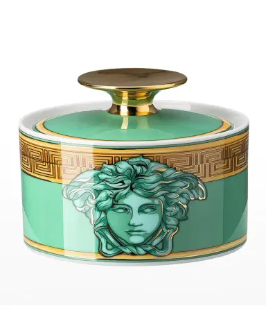 Versace Medusa Amplified Green Coin Covered Sugar Bowl | Thumbnail 2 Versace Medusa Amplified Green Coin Covered Sugar Bowl | Thumbnail 2