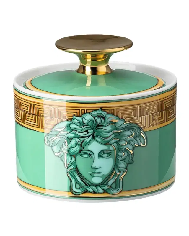 Versace Medusa Amplified Green Coin Covered Sugar Bowl