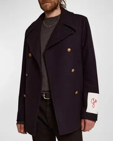 Golden Goose Men 's Double-Breasted Compact Peacoat | Thumbnail 2 Golden Goose Men 's Double-Breasted Compact Peacoat | Thumbnail 2