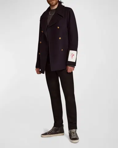 Golden Goose Men 's Double-Breasted Compact Peacoat | Thumbnail 3 Golden Goose Men 's Double-Breasted Compact Peacoat | Thumbnail 3