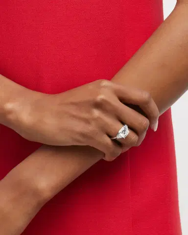 Neiman Marcus Lab Grown Diamonds Lab Grown Diamond 18K White Gold Cushion and Trillion Ring, Size 6 | Thumbnail 2 Neiman Marcus Lab Grown Diamonds Lab Grown Diamond 18K White Gold Cushion and Trillion Ring, Size 6 | Thumbnail 2