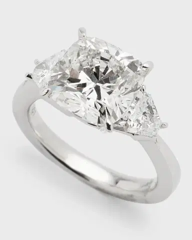 Neiman Marcus Lab Grown Diamonds Lab Grown Diamond 18K White Gold Cushion and Trillion Ring, Size 6 | Thumbnail 3 Neiman Marcus Lab Grown Diamonds Lab Grown Diamond 18K White Gold Cushion and Trillion Ring, Size 6 | Thumbnail 3