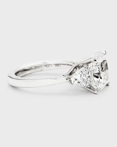 Neiman Marcus Lab Grown Diamonds Lab Grown Diamond 18K White Gold Cushion and Trillion Ring, Size 6 | Thumbnail 4 Neiman Marcus Lab Grown Diamonds Lab Grown Diamond 18K White Gold Cushion and Trillion Ring, Size 6 | Thumbnail 4
