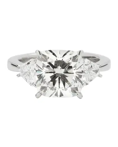 Neiman Marcus Lab Grown Diamonds Lab Grown Diamond 18K White Gold Cushion and Trillion Ring, Size 6 | Thumbnail 1 Neiman Marcus Lab Grown Diamonds Lab Grown Diamond 18K White Gold Cushion and Trillion Ring, Size 6 | Thumbnail 1