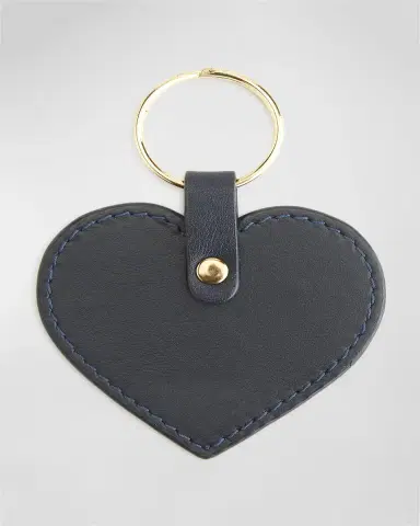 Royce New York Monogrammed Leather Heart-Shaped Key Chain, Personalized | Thumbnail 3