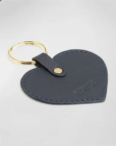 Royce New York Monogrammed Leather Heart-Shaped Key Chain, Personalized | Thumbnail 4