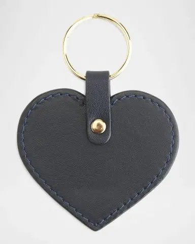 Royce New York Monogrammed Leather Heart-Shaped Key Chain, Personalized | Thumbnail 5