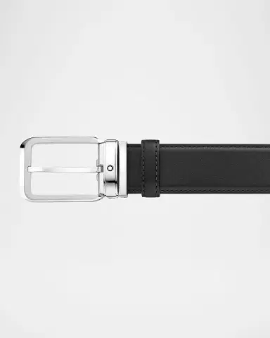 Montblanc Men 's Rectangle Pin Buckle Leather Belt | Thumbnail 2