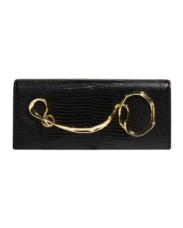 ALEXIS BITTAR Twisted Gold Side Handle Clutch Purse