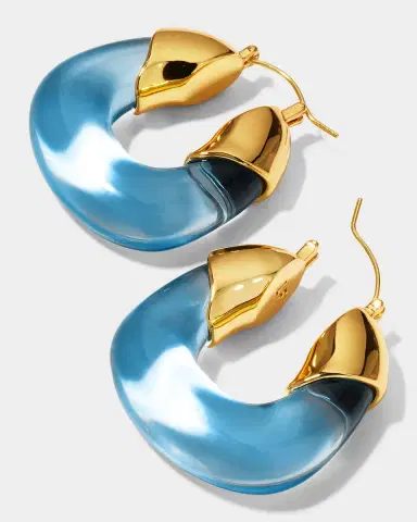 Lizzie Fortunato Organic Hoop Earrings in Turquoise | Thumbnail 3