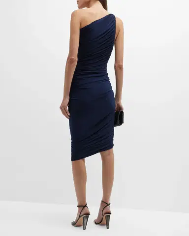 Norma Kamali Diana Shirred One-Shoulder Asymmetric Dress | Thumbnail 4