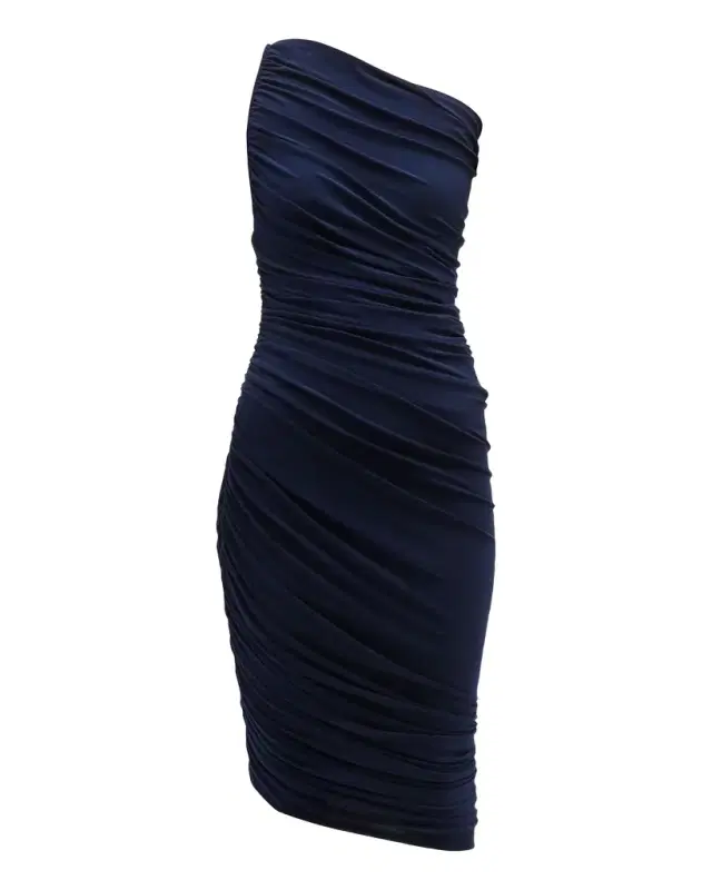 Diana Shirred One-Shoulder Asymmetric Dress