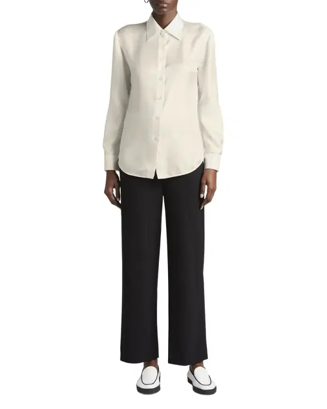 Button-Down Silk Twill Blouse