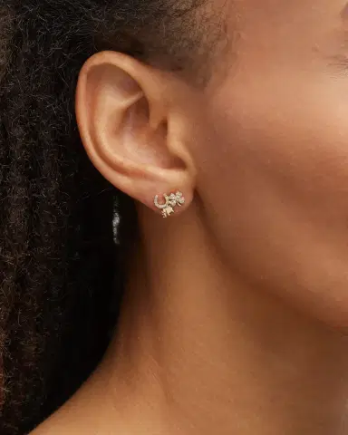 Sydney Evan 14k Gold Elephant Stud Earring with Diamonds | Thumbnail 2