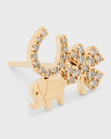 Sydney Evan 14k Gold Elephant Stud Earring with Diamonds | Thumbnail 3