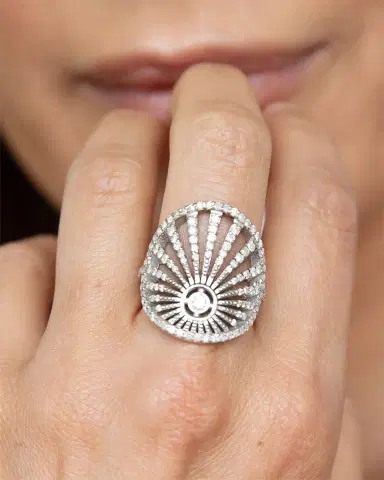 Sheryl Lowe Sunset Saddle Diamond Pave Ring | Thumbnail 2
