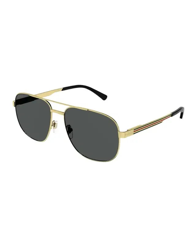 Men 's Stripe Logo Metal Aviator Sunglasses