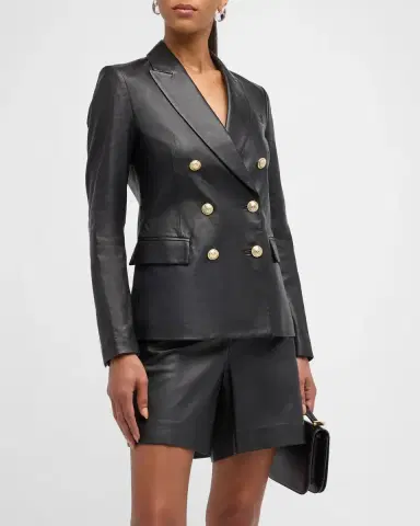 DEREK LAM 10 CROSBY Franklin Double-Breasted Leather Jacket | Thumbnail 2