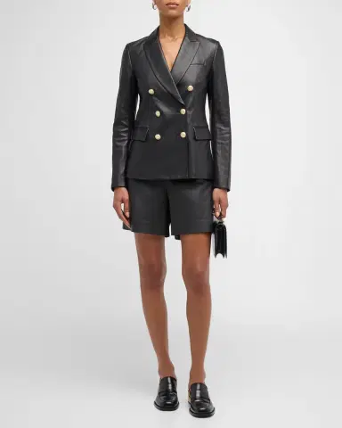 DEREK LAM 10 CROSBY Franklin Double-Breasted Leather Jacket | Thumbnail 3