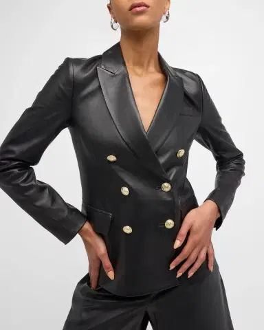 DEREK LAM 10 CROSBY Franklin Double-Breasted Leather Jacket | Thumbnail 7