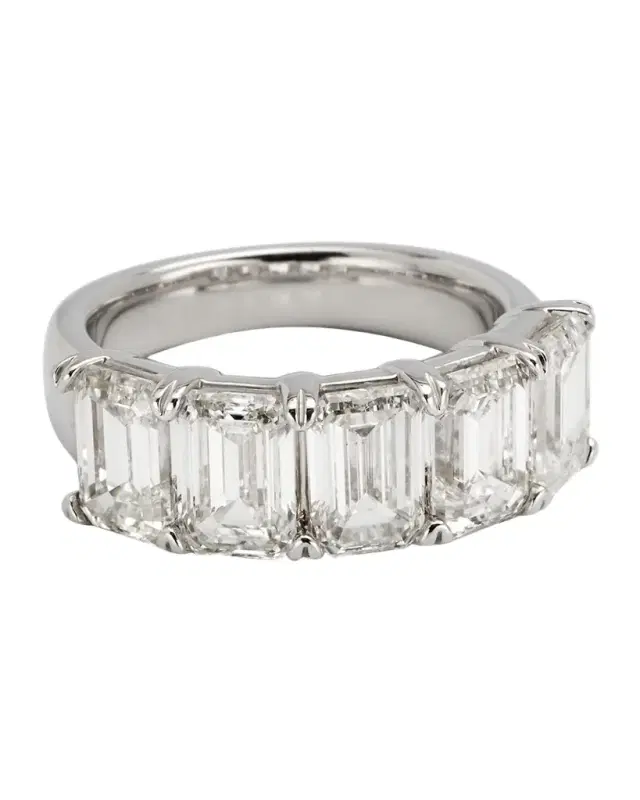 Lab Grown Diamond 18K White Gold Emerald-Cut Ring, Size 6
