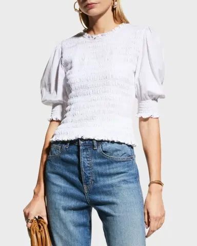 Veronica Beard Langston Smocked Top | Thumbnail 2 Veronica Beard Langston Smocked Top | Thumbnail 2