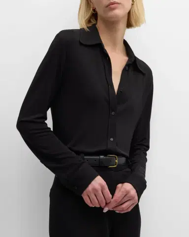 Nili Lotan Celestine Mesh Button-Front Shirt | Thumbnail 4