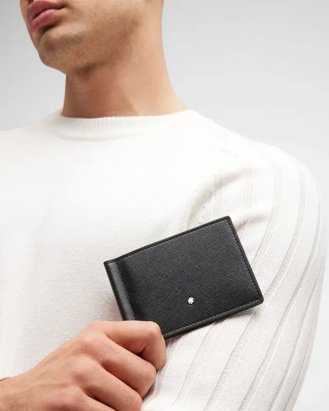 Men 's Saffiano Leather Sartorial Money Clip Wallet