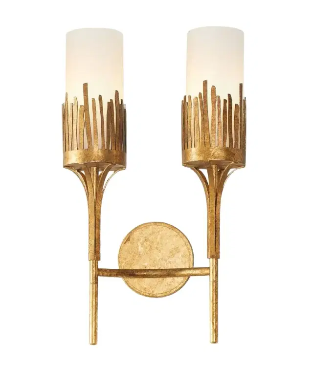 Lucas + McKearn Sawgrass 2-Light Sconce in Gold Leaf