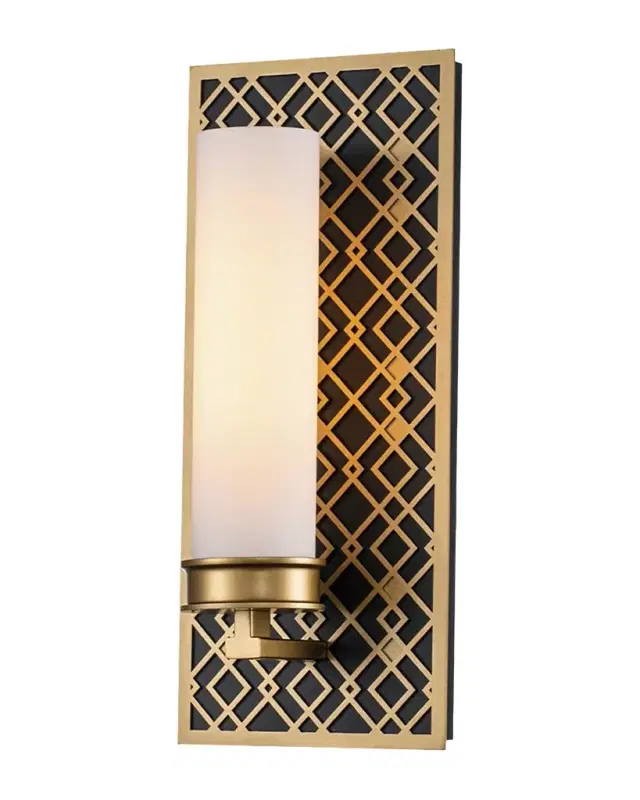 Lucas McKearn Ziggy 1-Light Bath Bar Sconce in Lacquered Gold