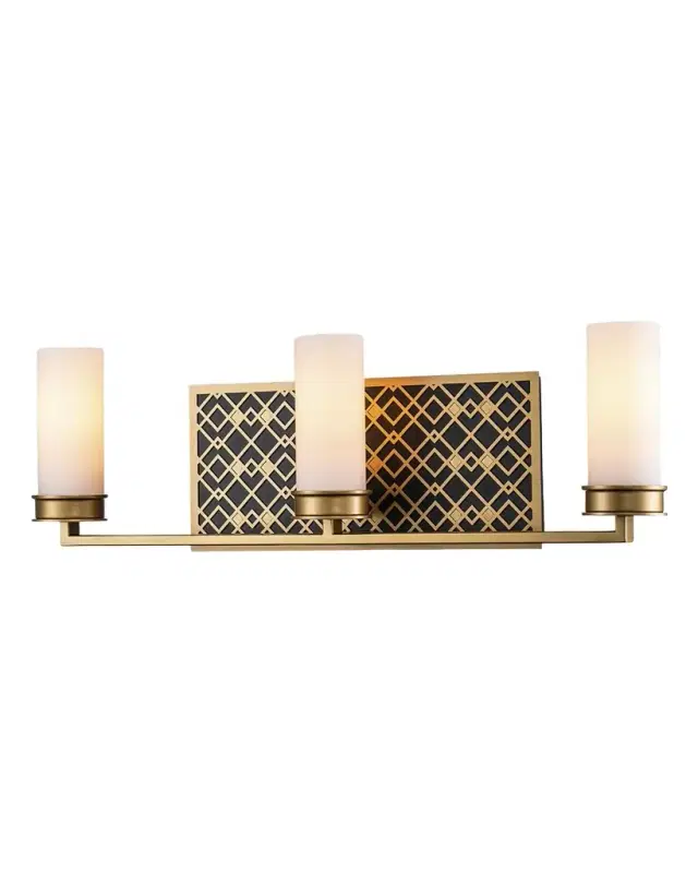 Lucas McKearn Ziggy 3-Light Bath Bar Sconce, Lacquered Gold