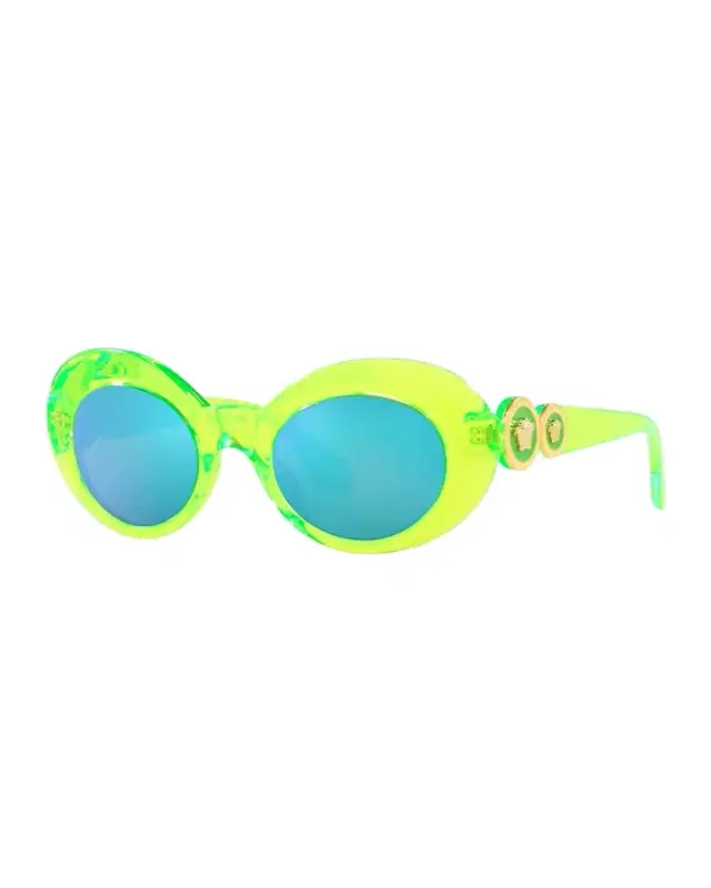 Girl 's Mirrored Medusa Acetate Oval Sunglasses