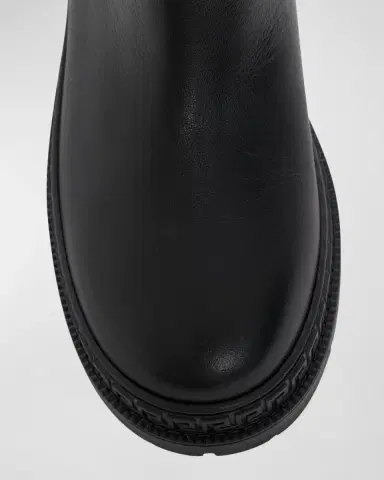 Versace Girl's Greca Calf Leather Chelsea Boots, Kids | Thumbnail 6 Versace Girl's Greca Calf Leather Chelsea Boots, Kids | Thumbnail 6