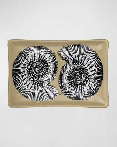 FORNASETTI Rectangular Ashtray - Conchiglie Black Gold White | Thumbnail 3 FORNASETTI Rectangular Ashtray - Conchiglie Black Gold White | Thumbnail 3