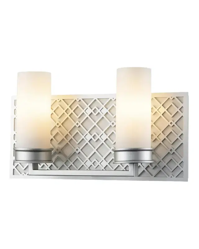 Lucas McKearn Ziggy 2-Light Bath Bar Sconce, Lacquered Silver
