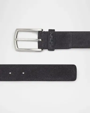 Zegna Men's Triple Stitch Leather Belt | Thumbnail 2