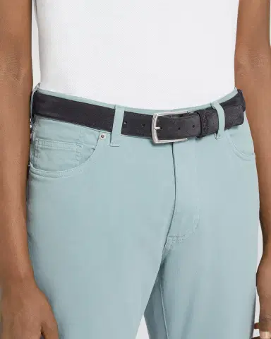 Zegna Men's Triple Stitch Leather Belt | Thumbnail 3