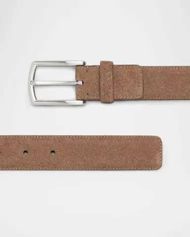 ZEGNA Men 's Triple Stitch Leather Belt | Thumbnail 2
