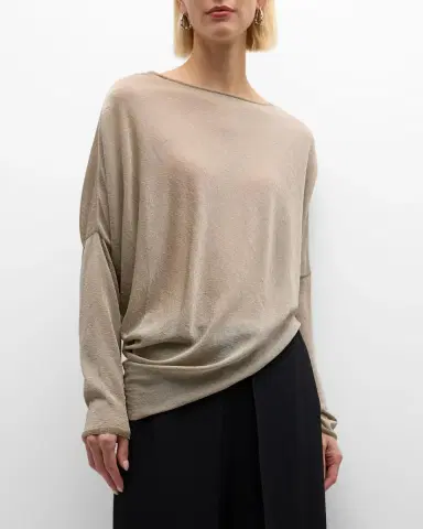 Emporio Armani Draped Dolman-Sleeve Asymmetric Blouse | Thumbnail 2