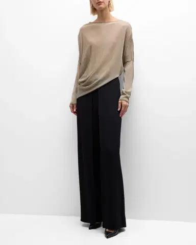 Emporio Armani Draped Dolman-Sleeve Asymmetric Blouse | Thumbnail 3