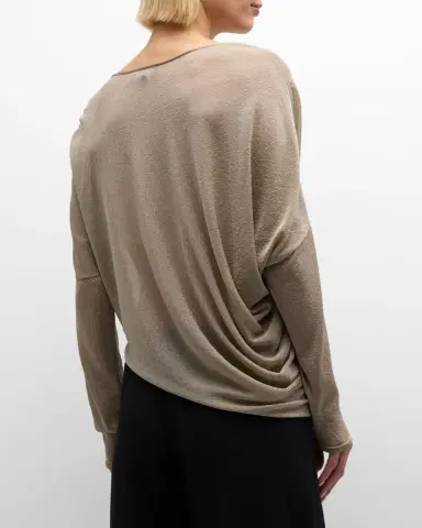 Emporio Armani Draped Dolman-Sleeve Asymmetric Blouse | Thumbnail 6