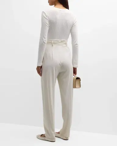 LESET Pointelle Slim-Fit Long-Sleeve T-Shirt | Thumbnail 4 LESET Pointelle Slim-Fit Long-Sleeve T-Shirt | Thumbnail 4