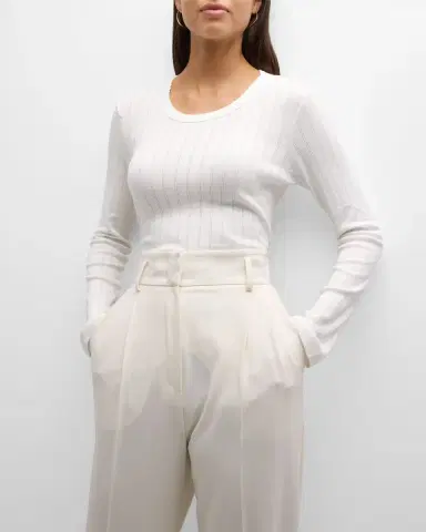 LESET Pointelle Slim-Fit Long-Sleeve T-Shirt | Thumbnail 6 LESET Pointelle Slim-Fit Long-Sleeve T-Shirt | Thumbnail 6